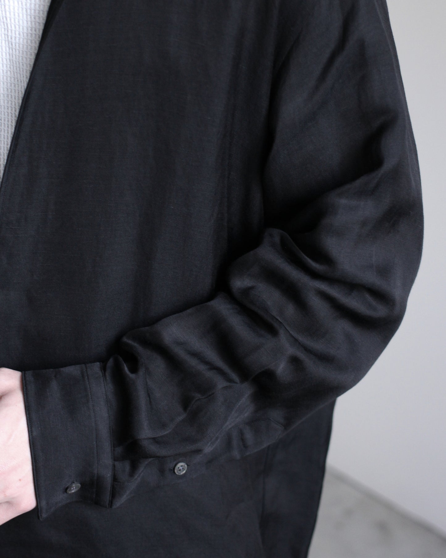 ssstein/Vis/Li Twill Oversized Skipper Shirts"BLACK"