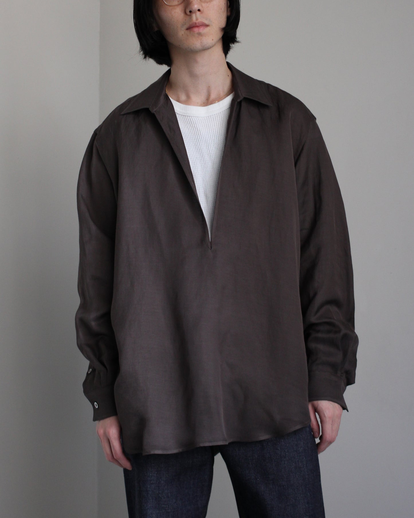 ssstein/Vis/Li Twill Oversized Skipper Shirts"KHAKI"