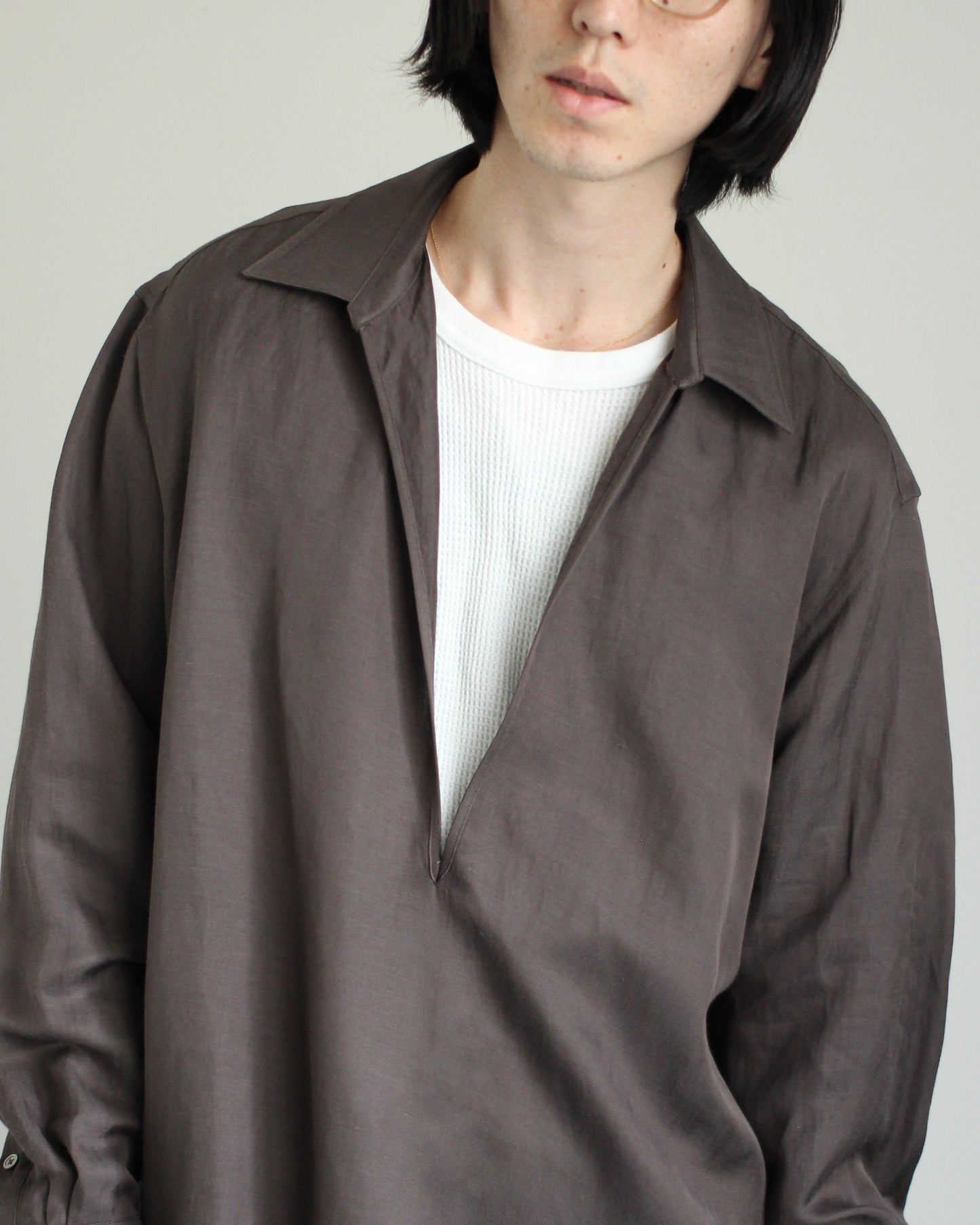 ssstein/Vis/Li Twill Oversized Skipper Shirts"KHAKI"