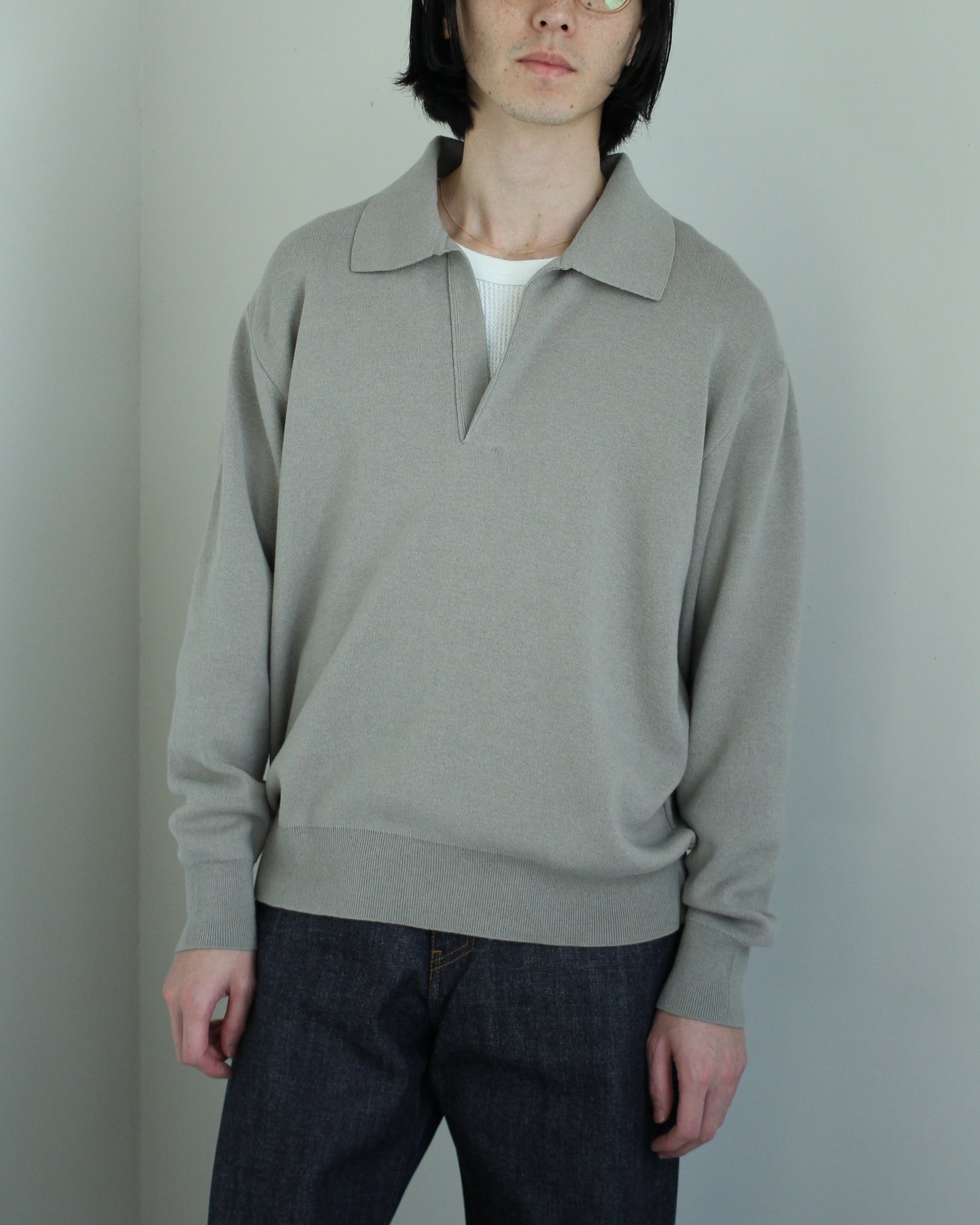 ssstein/Cotton Cashmere Knit Skipper LS"TAUPE"