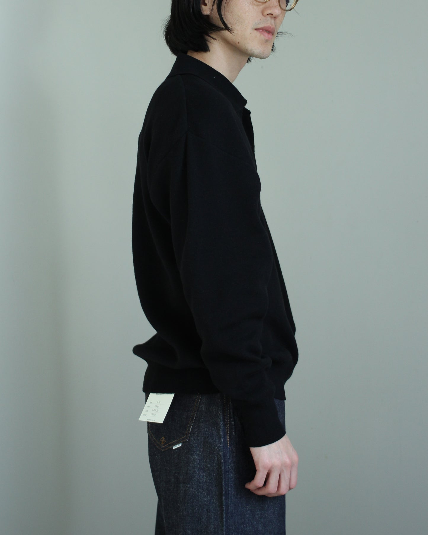 ssstein/Cotton Cashmere Knit Skipper LS"BLACK"