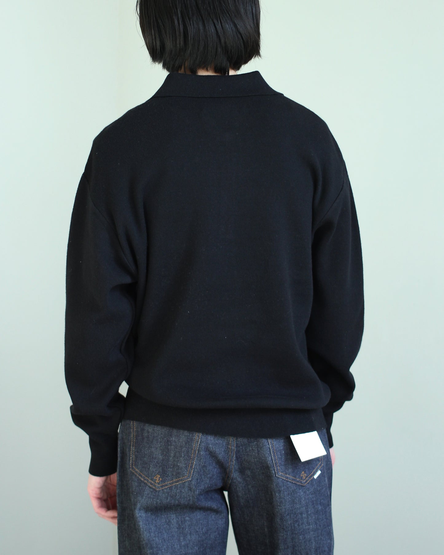 ssstein/Cotton Cashmere Knit Skipper LS"BLACK"