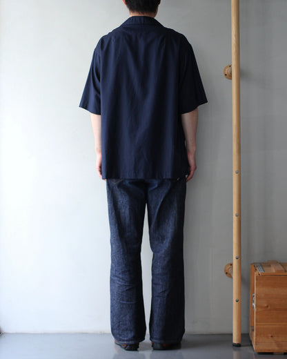 ULTERIOR/SILKY SOFT TWILL SHARK COLLAR SHIRT "NAVY"
