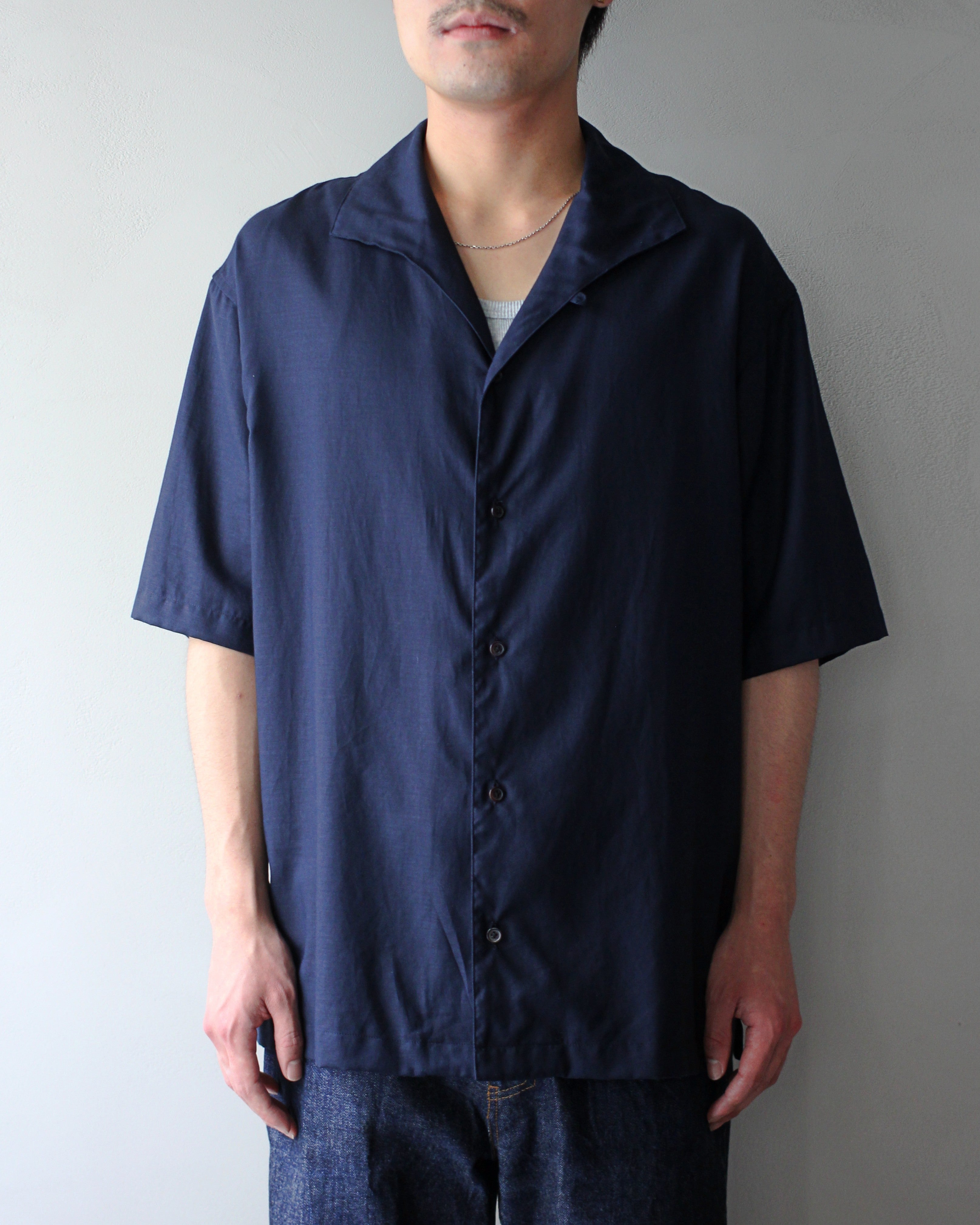 ULTERIOR/SILKY SOFT TWILL SHARK COLLAR SHIRT 