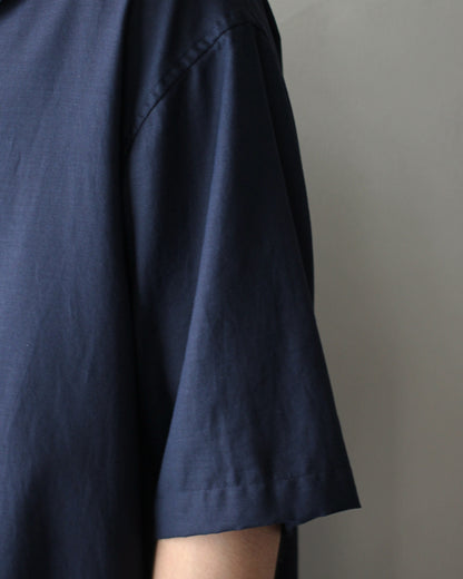 ULTERIOR/SILKY SOFT TWILL SHARK COLLAR SHIRT "NAVY"