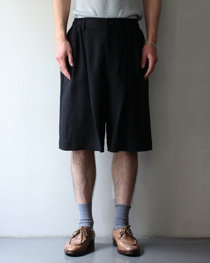 ssstein/VIS/LI/RA TWILL WIDE EASY SHORT TROUSERS "BLACK"