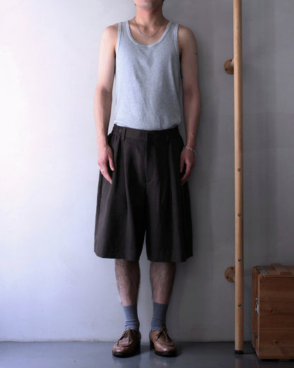 ssstein/VIS/LI/RA TWILL WIDE EASY SHORT TROUSERS "KHAKI BROWN"