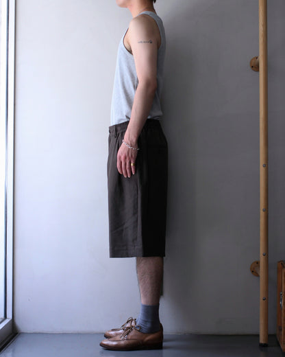 ssstein/VIS/LI/RA TWILL WIDE EASY SHORT TROUSERS "KHAKI BROWN"