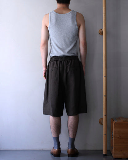 ssstein/VIS/LI/RA TWILL WIDE EASY SHORT TROUSERS "KHAKI BROWN"