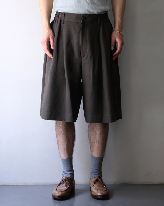 ssstein/VIS/LI/RA TWILL WIDE EASY SHORT TROUSERS "KHAKI BROWN"