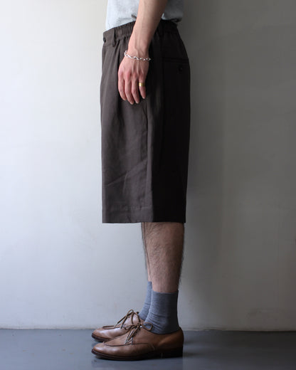 ssstein/VIS/LI/RA TWILL WIDE EASY SHORT TROUSERS "KHAKI BROWN"