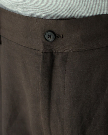 ssstein/VIS/LI/RA TWILL WIDE EASY SHORT TROUSERS "KHAKI BROWN"
