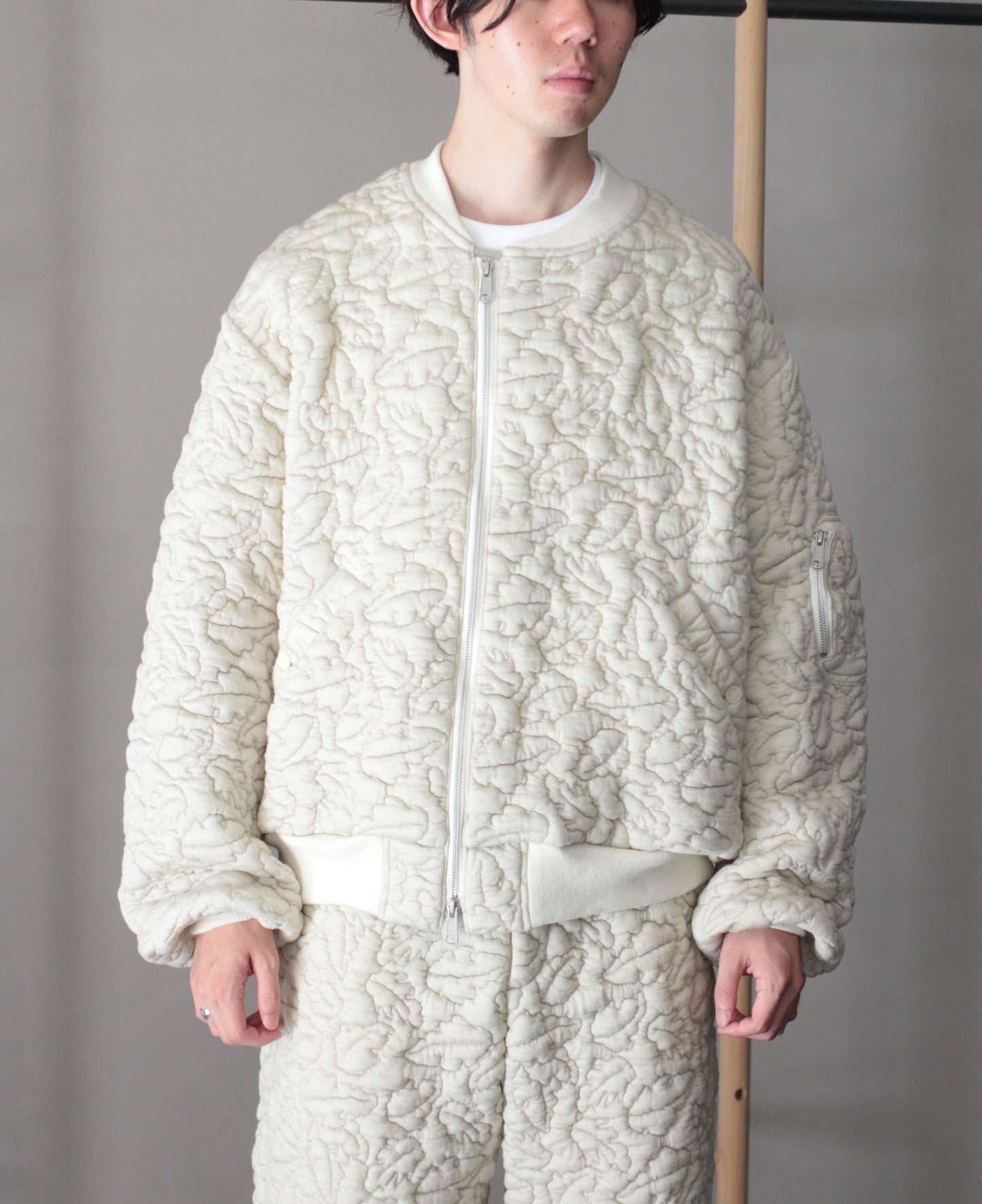 MATSUFUJI / Leaves Quilted Jacquard Jacket "OFF"