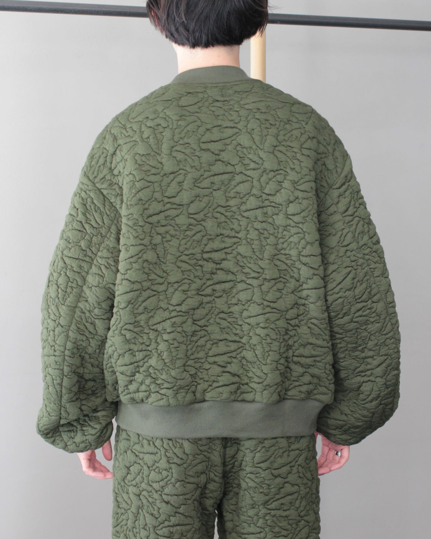 MATSUFUJI / Leaves Quilted Jacquard Jacket "OLIVE"