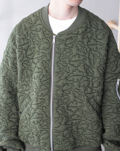 MATSUFUJI / Leaves Quilted Jacquard Jacket "OLIVE"