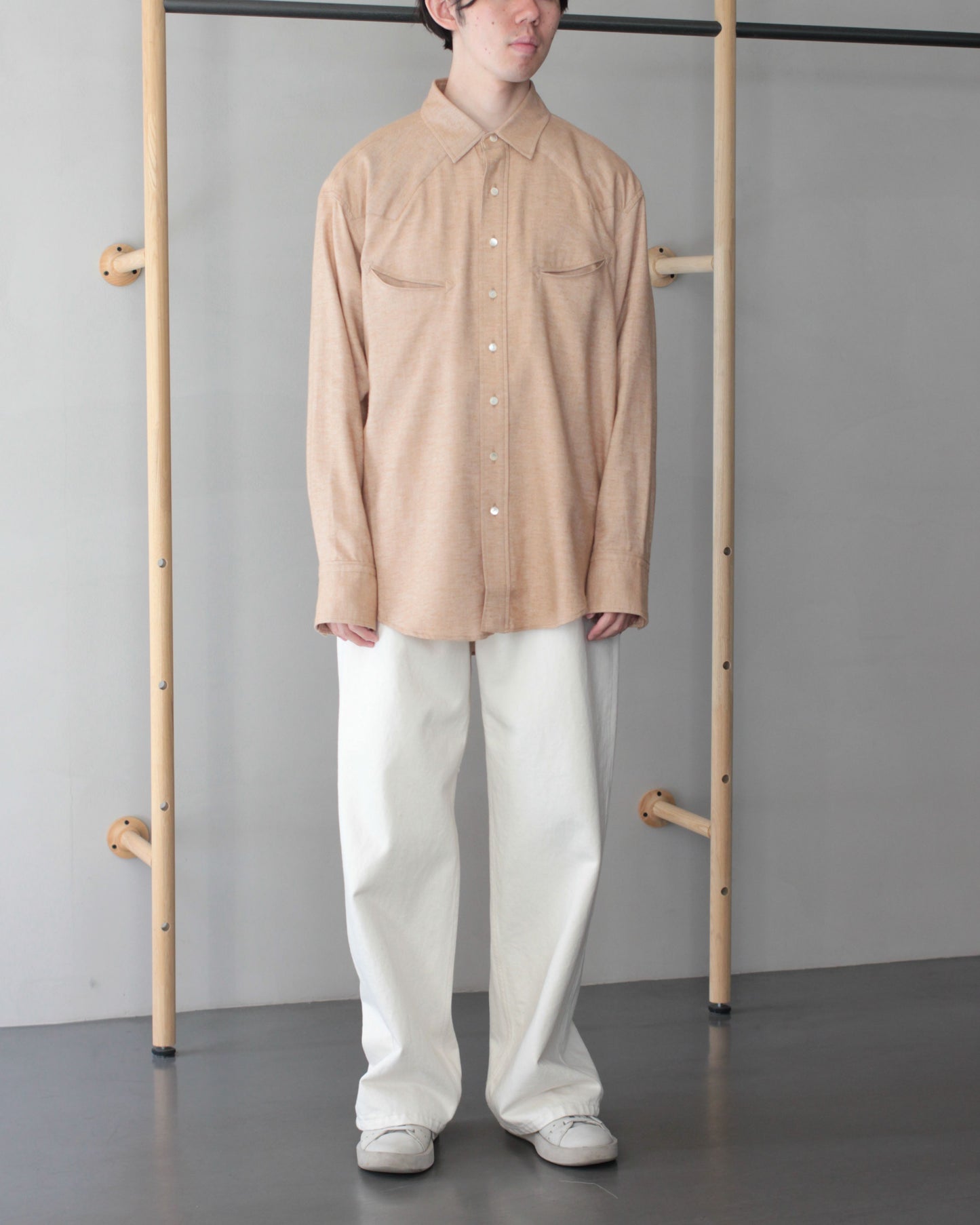 seven by seven/SMILE POCKET WESTERN SHIRTS - Unstained organic cotton - "BEIGE"