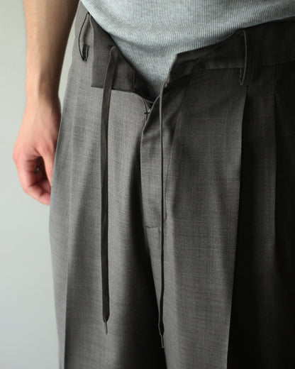 ssstein/EXTRA FINE WOOL EASY LONG WIDE TROUSERS "GREIGE"
