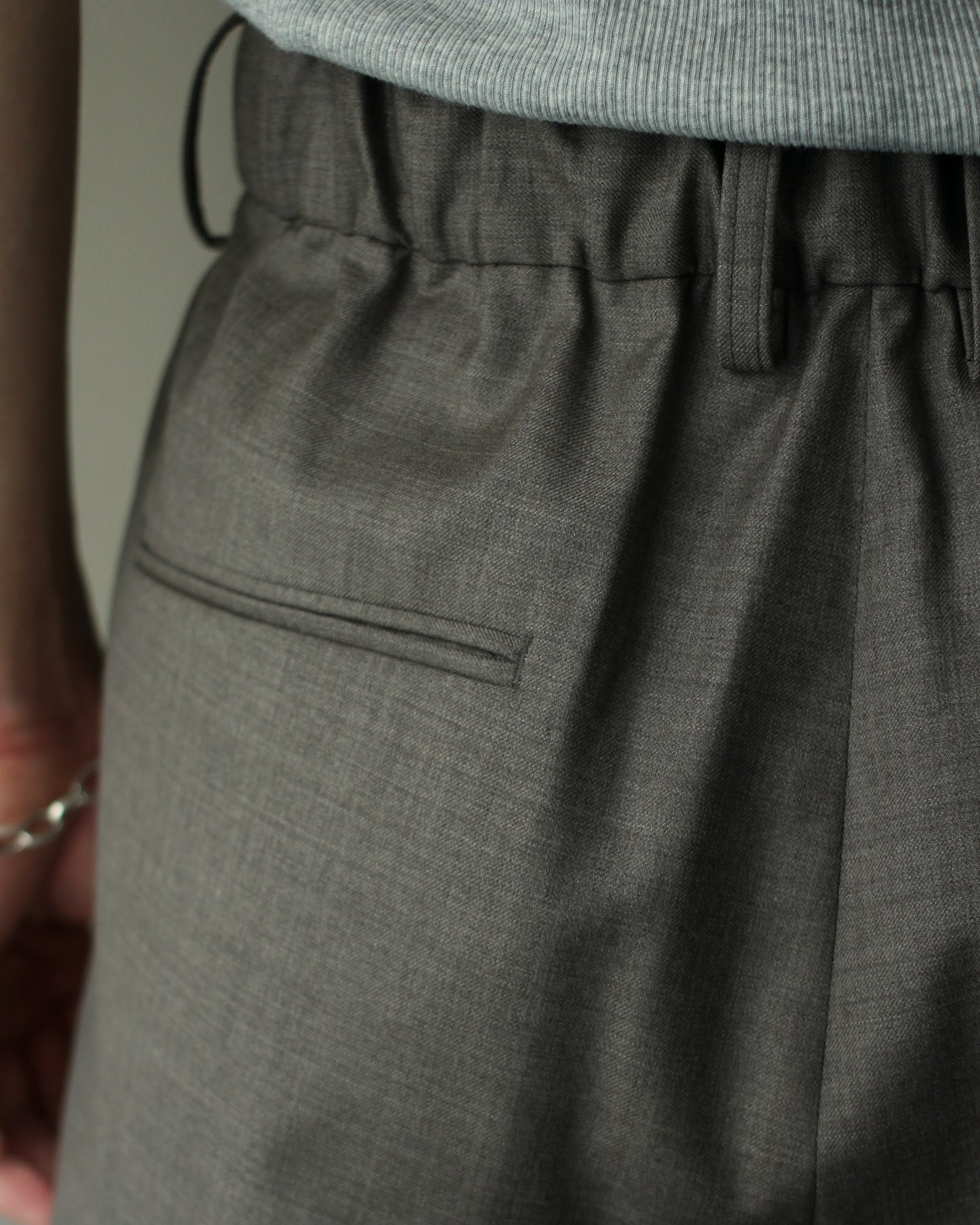 ssstein/EXTRA FINE WOOL EASY LONG WIDE TROUSERS "GREIGE"