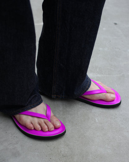 kamélia/Leather Beach Sandal "Neon purple"