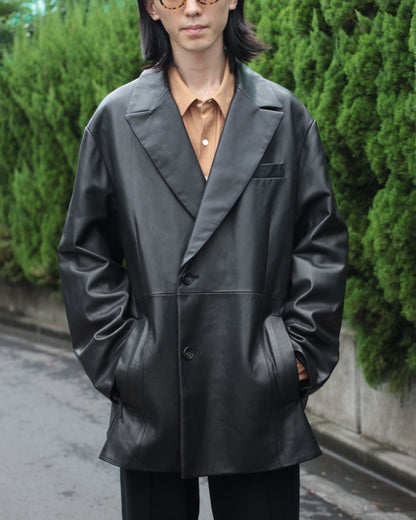 stein / LEATHER DOUBLE BREASTED JACKET "BLACK"