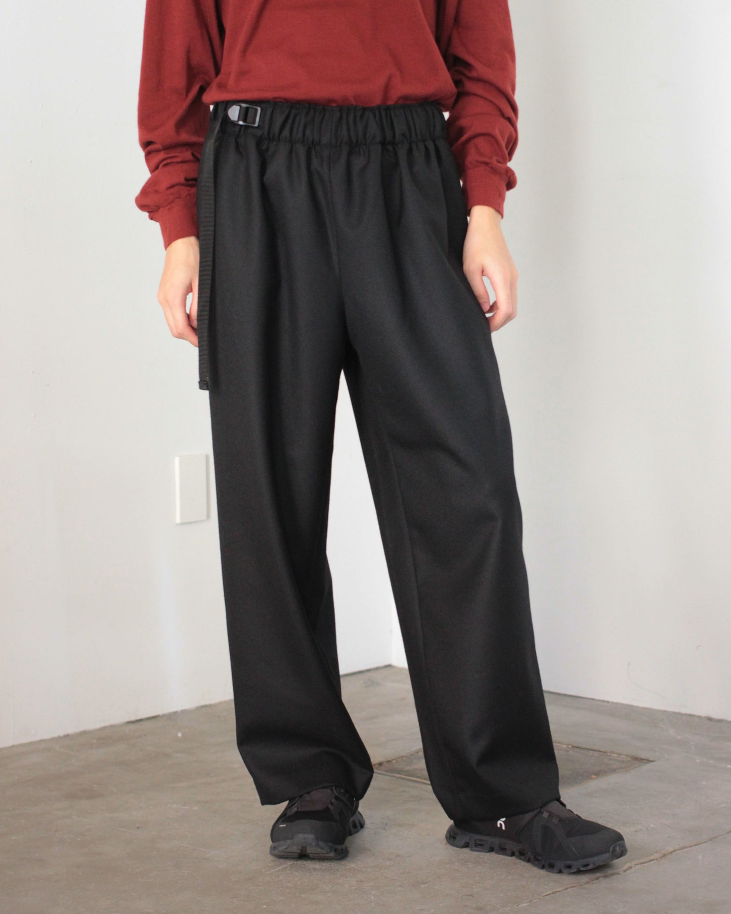 REVERBARATE  / BELTED TROUSERS TYPE3  "BLACK"
