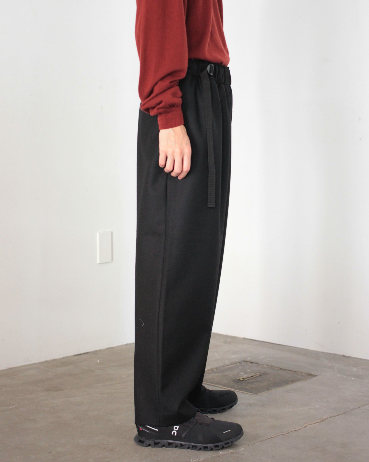 REVERBARATE  / BELTED TROUSERS TYPE3  "BLACK"