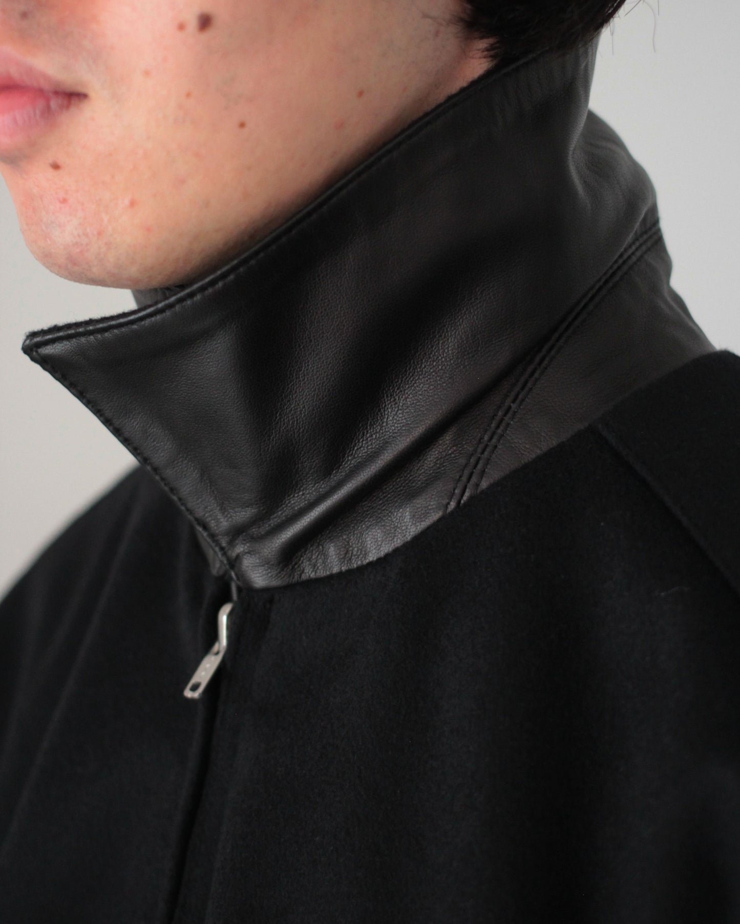 seven by seven/REVERSIBLE LEATHER BLOUSON - Sheep leather/Cashmere beaver - "BLACK""