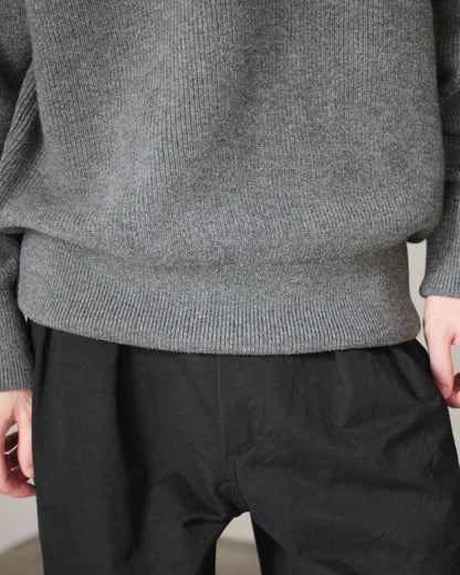 stein / ROUND COLLAR RIB KNIT LS "GRAY"