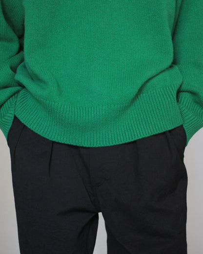 stein / EX FINE LAMBS CREW NECK KNIT LS "GREEN"