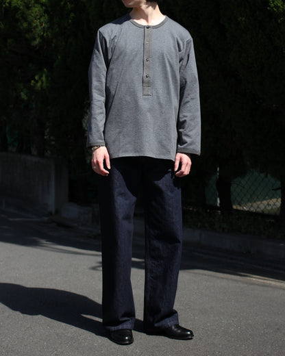 MATSUFUJI/Henley Neck Long Sleeve Shirt "CHARCOAL"