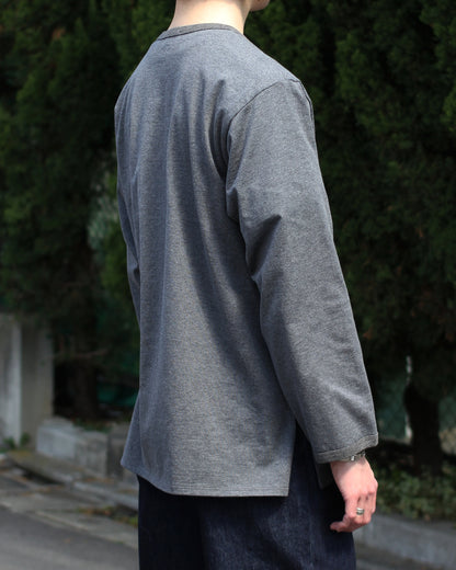 MATSUFUJI/Henley Neck Long Sleeve Shirt "CHARCOAL"