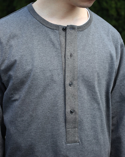 MATSUFUJI/Henley Neck Long Sleeve Shirt "CHARCOAL"