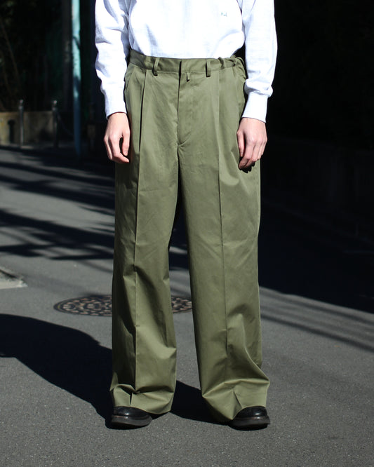 REVERBERATE/TACKED CHINO TROUSERS(STANDARD)"KHAKI GREEN"