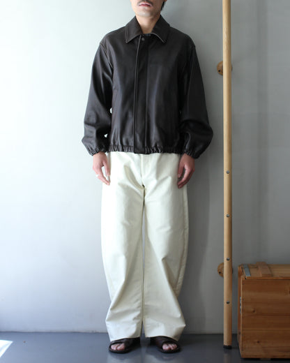 ssstein/SHEEP LEATHER ZIP SHORT JACKET "DARK BROWN"