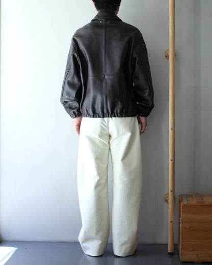 ssstein/SHEEP LEATHER ZIP SHORT JACKET "DARK BROWN"