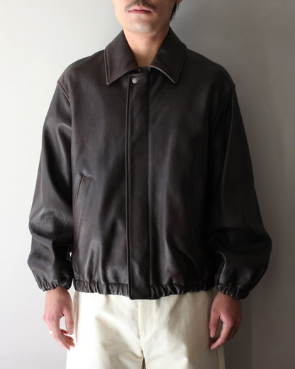 ssstein/SHEEP LEATHER ZIP SHORT JACKET "DARK BROWN"