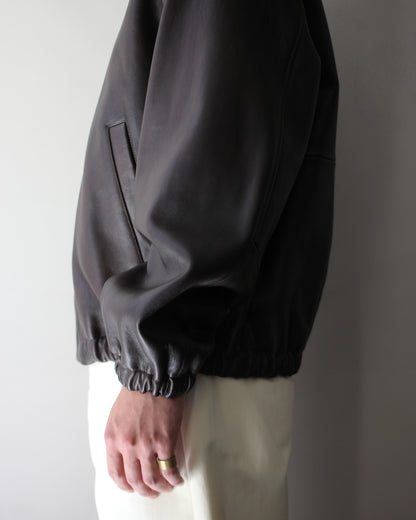 ssstein/SHEEP LEATHER ZIP SHORT JACKET "DARK BROWN"