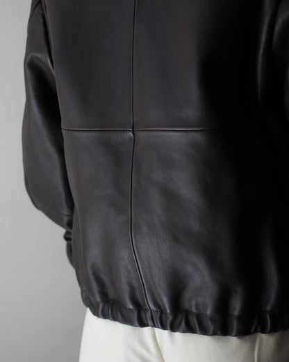 ssstein/SHEEP LEATHER ZIP SHORT JACKET "DARK BROWN"