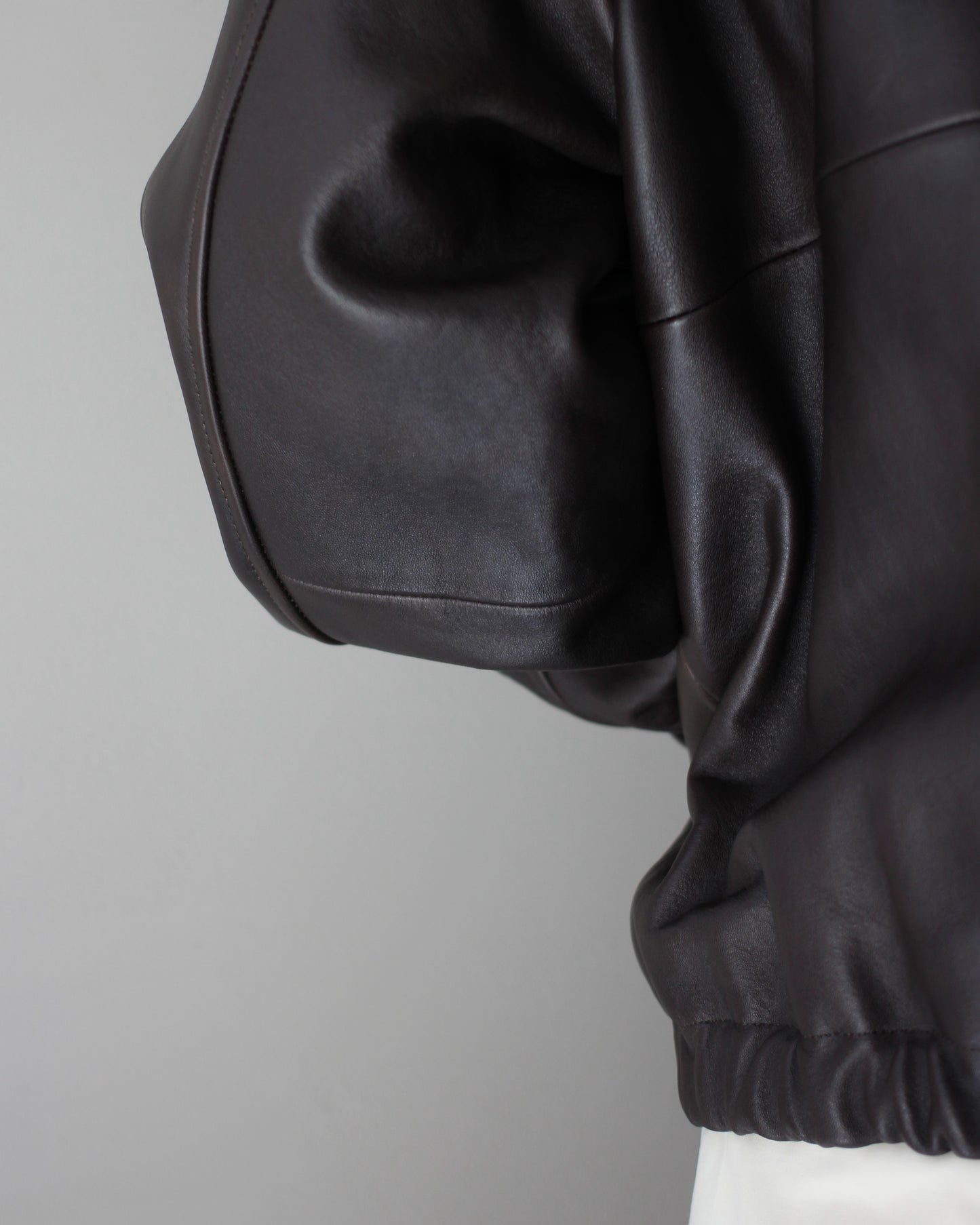 ssstein/SHEEP LEATHER ZIP SHORT JACKET "DARK BROWN"