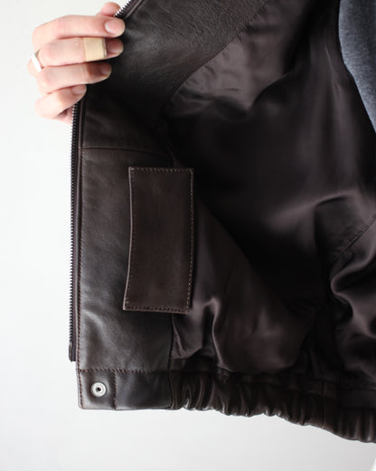 ssstein/SHEEP LEATHER ZIP SHORT JACKET "DARK BROWN"