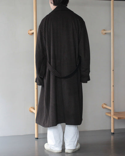 stein / DOUBLE LAPELED DOUBLE BREASTED COAT "GINGHAM×BLACK"