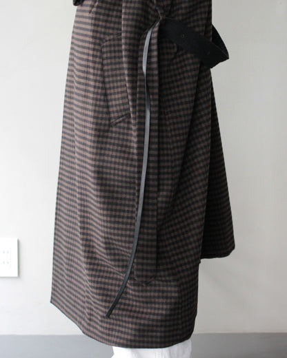 stein / DOUBLE LAPELED DOUBLE BREASTED COAT "GINGHAM×BLACK"