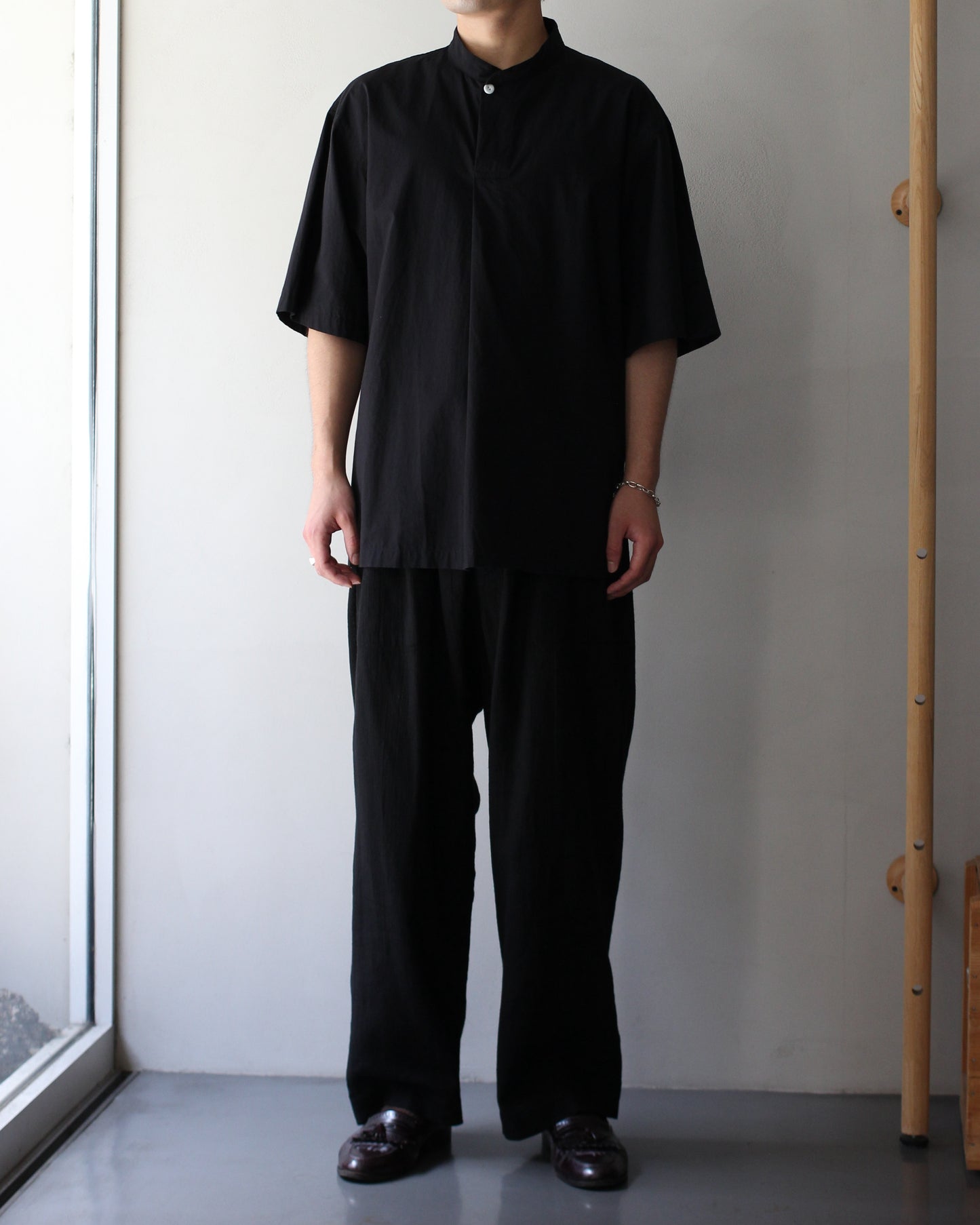 SOWBOW(蒼氓)/ type : K FRONT TUCK PULLOVER SHIRTS "BLACK"