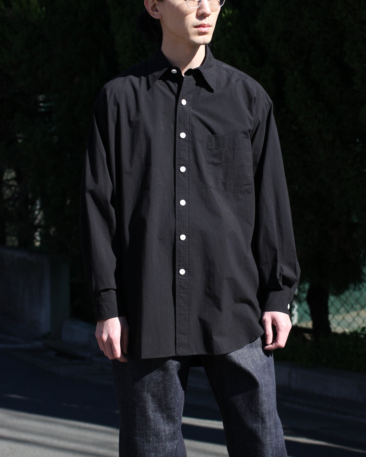 SOWBOW(蒼氓)/ROUND BOTTOM RC SHIRT"BLACK"