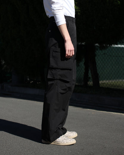 MATSUFUJI/Water Repellent Wide Cargo Trousers"BLACK"