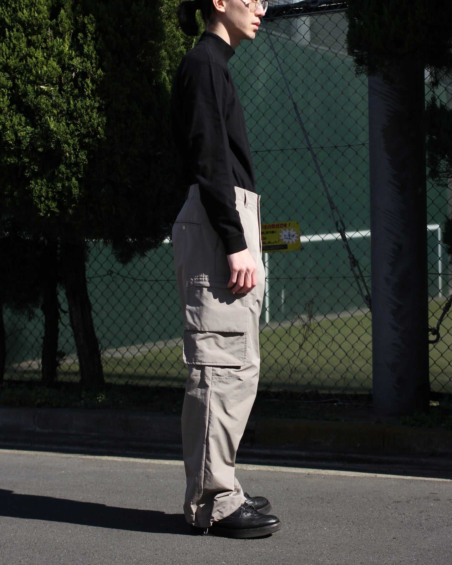 MATSUFUJI/Water Repellent Wide Cargo Trousers"GREIGE"