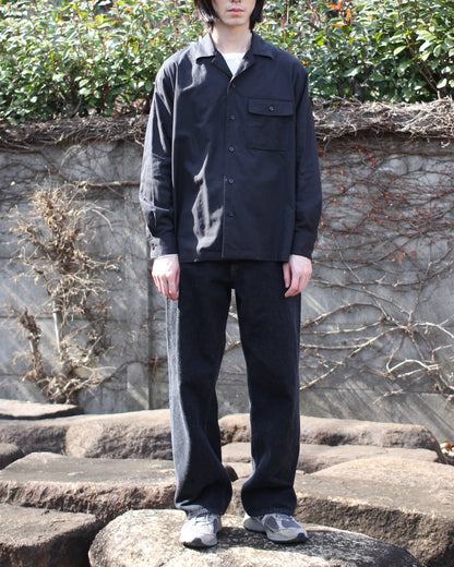 ULTERIOR/POWDERY SOFT TWILL O/C SHIRT "BLACK"