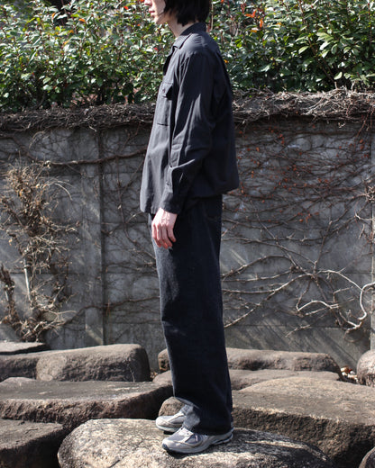 ULTERIOR/POWDERY SOFT TWILL O/C SHIRT "BLACK"