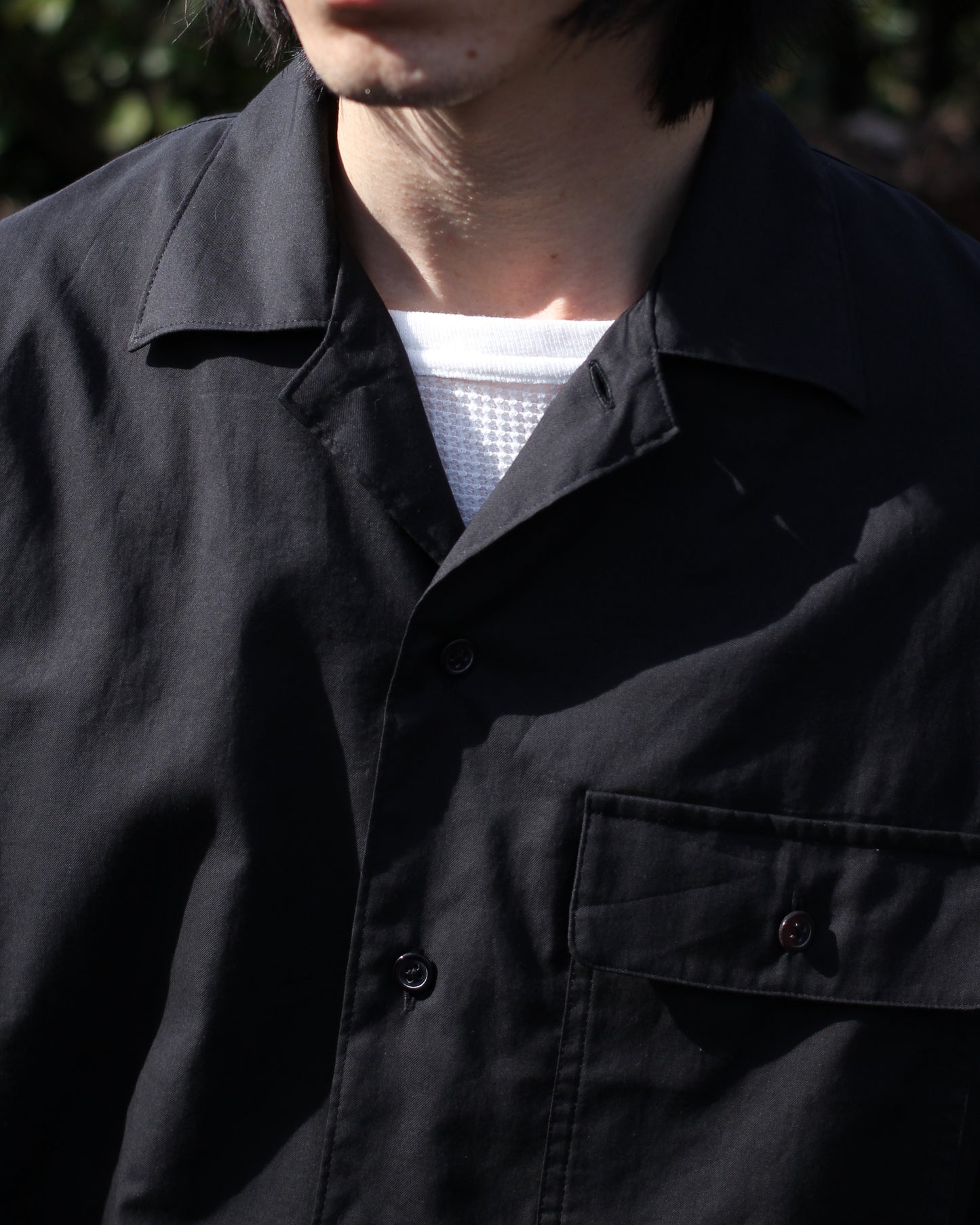 ULTERIOR/POWDERY SOFT TWILL O/C SHIRT "BLACK"