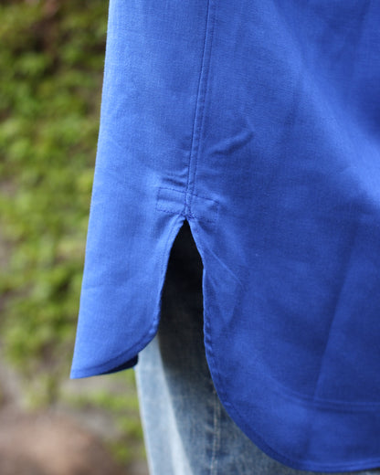 ULTERIOR/RAYON LINEN TWILL HALF-ZIP SHIRT"BLUE"